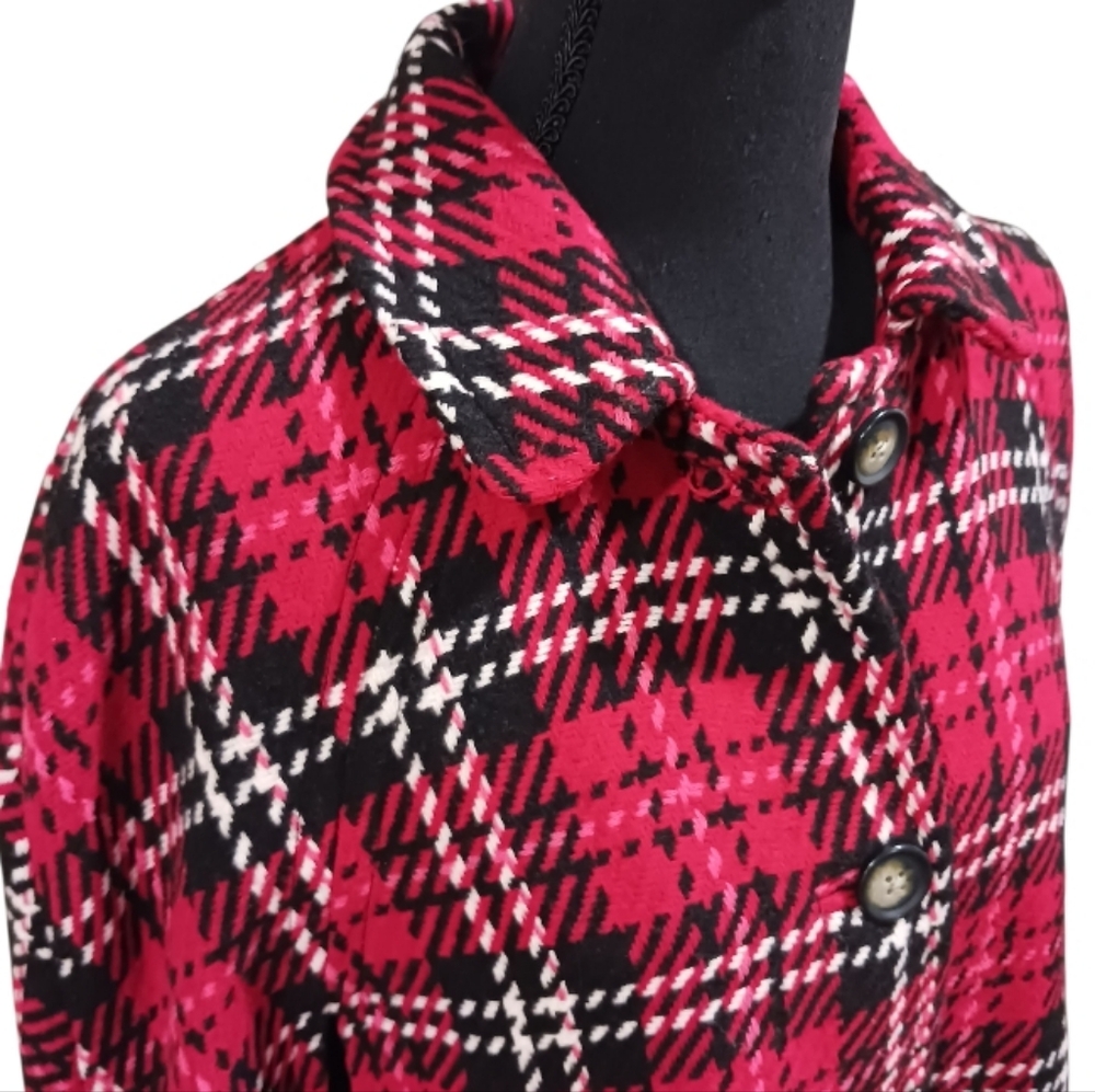 Talbots Poncho Button Front Plaid Cape Jacket - Picture 7 of 10